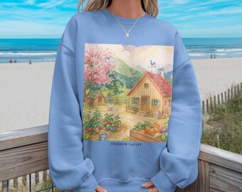 Stardew Valley T-shirt gezellige gaming esthetische gamer meisje cadeau indie game pelikaan stad boerderij leven kunstliefhebber unieke gamer tee-sweater