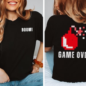 Comfort Colors Funny Gamer T-Shirt Retro Pixel Art Game Over Arcade Nerd Gift Cozy Gaming Shirt for Men and Women Video Game Lover Tee