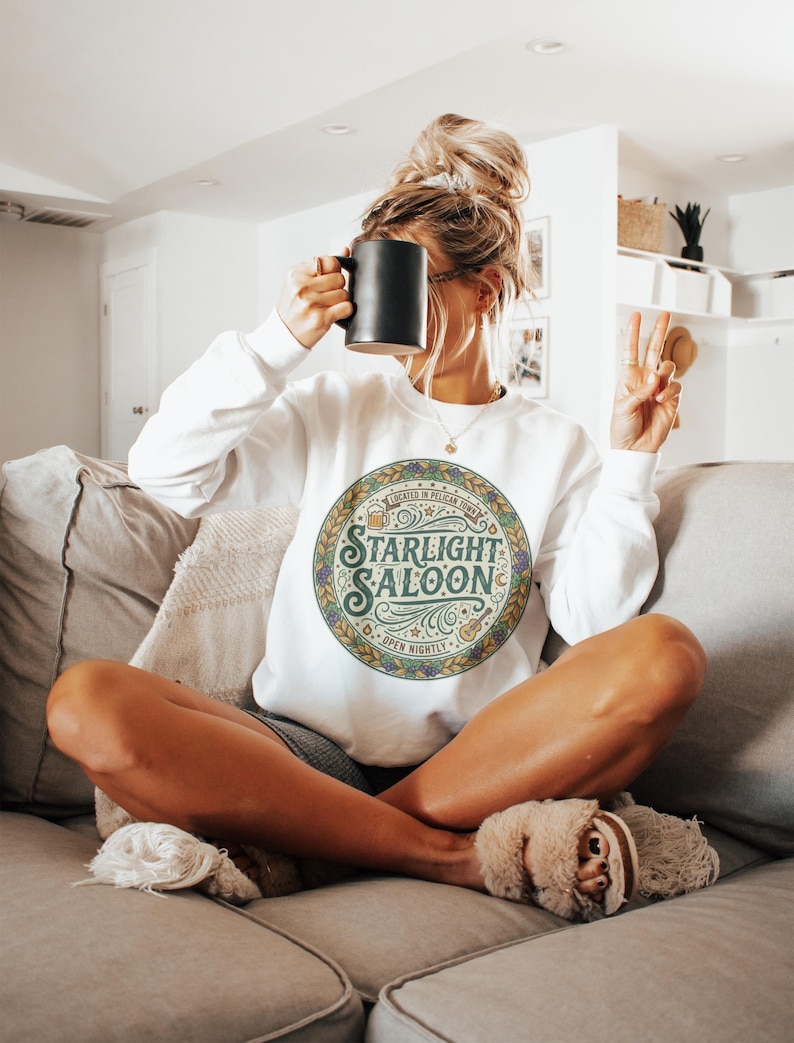 Cozy Starlight Saloon Sweatshirt, Retro Graphic Pullover, Vintage Style Lounge Wear, Warm and Comfy Casual Top, Unique Gift Idea