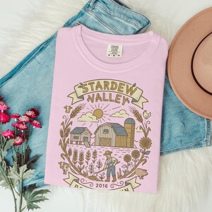Stardew Valley Farm Life, Stardew Valley Game Merch, Farmer Design, Gaming Fan Gift, Cozy Valley Farm, Cute Animals, Barn, Sunflower, Wheat