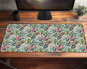 Floral Mousepad XL Botanical Desk Mat Aesthetic Neoprene Pad Cute Office Decor Gift for Work from Home & Gaming Setup Protection