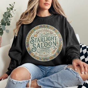 Starlight Saloon Sweatshirt, Vintage Style Pullover, Retro Graphic Sweatshirt, Cozy Fall Sweater, Casual Long Sleeve Top Sweater
