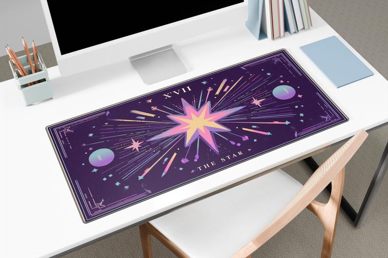 The Star Tarot Card Large Desk Mat Celestial Witchy Mouse Pad for Home Office Aesthetic Gaming Setup and Tarot Lovers image 2