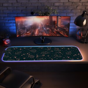 a computer desk with a monitor and keyboard