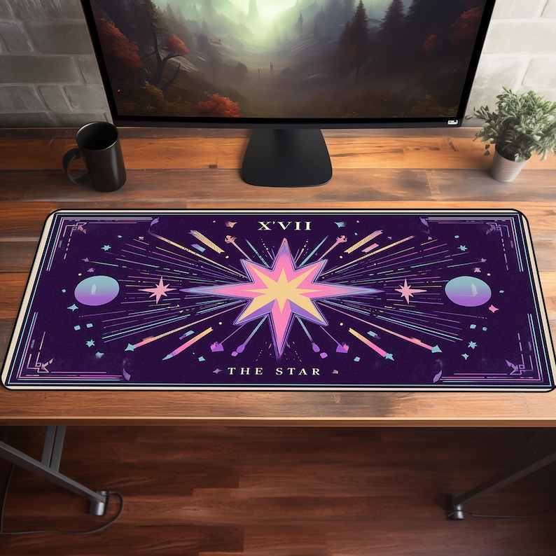 The Star Tarot Card Large Desk Mat Celestial Witchy Mouse Pad for Home Office Aesthetic Gaming Setup and Tarot Lovers image 5