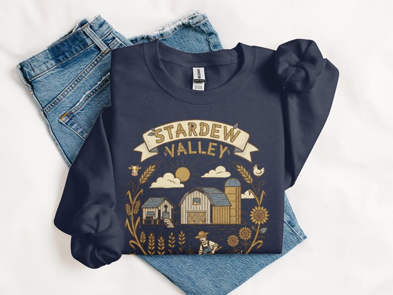 Stardew Valley Sweatshirt, Cozy Farm Game Tee, Gamer Gift, Cute Farmer Art, Harvest Moon Aesthetic, Pixel RPG Shirt, Gaming Apparel
Stardew