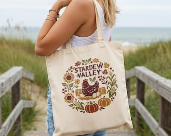 Stardew Valley tygväska mysig spelindie-gamerpresent pelikanstad gård kyckling matkasse Stardew merchandise söt estetisk unik present