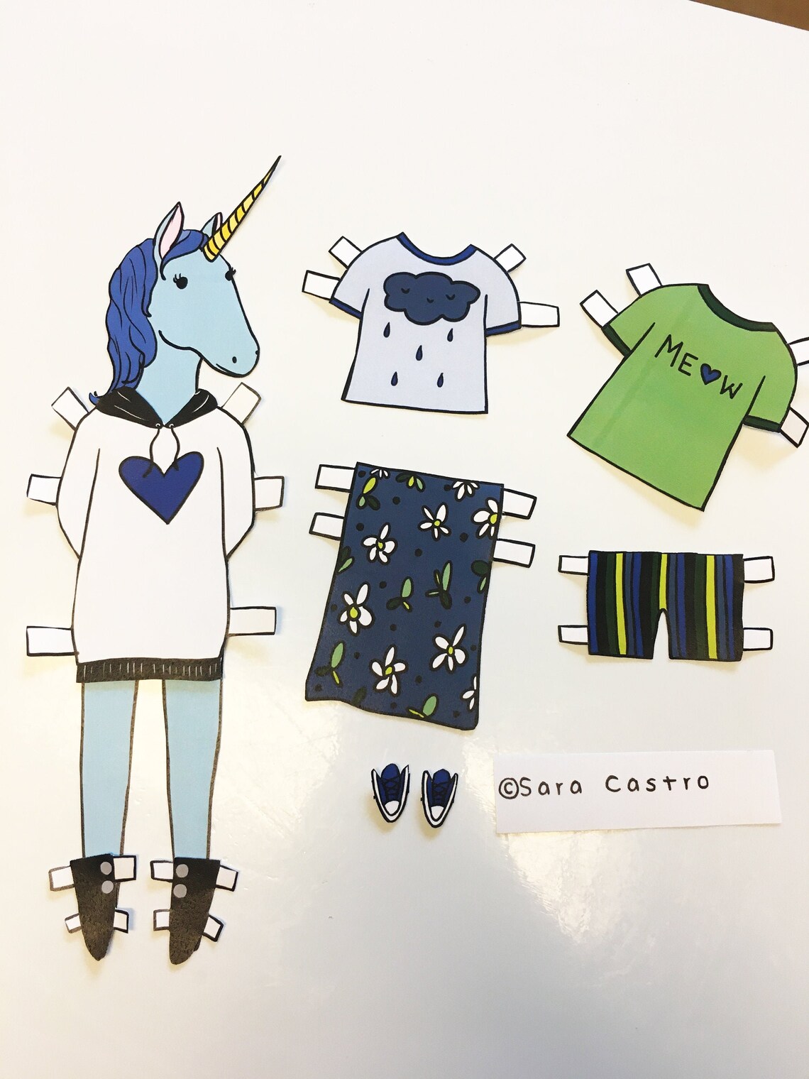 jenni unicorn paper doll download and print pdf file cute
