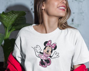 T-Shirt Maglietta Cotone Minnie Fumetti, Idea regalo per donna