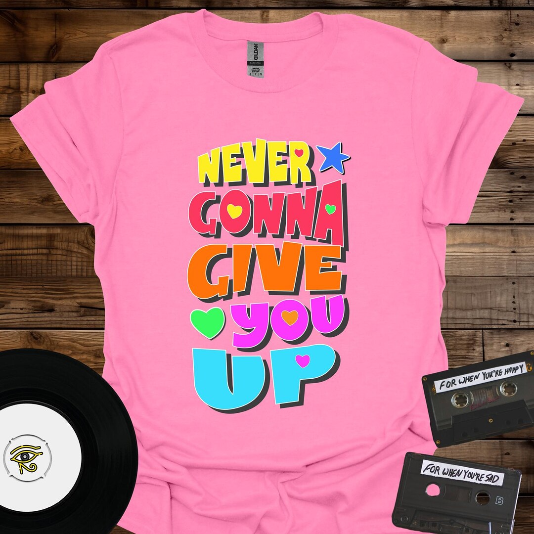Rick Astley Never Gonna Give You up T-shirt, Red Letter Heart Star ...