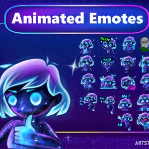 Galaxy Girl 18 animated emotes, Twitch emotes, Emotes twitch, Animated twitch Emotes, Custom emotes, Twitch chat, Emotes pack, Discord emote