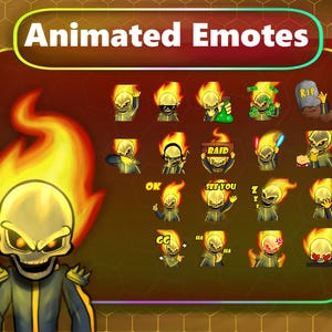 Animated Emotes Skull Fire Full Pack, Animated Twitch Emotes, Twitch Emotes, Discord Emotes stream, Animated Emotes, Unique Animated GIF