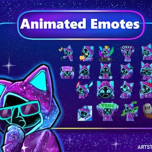 Galaxy Neon Hoodie Animated Emotes Pack for Twitch | twitch emotes | animated emotes | custom emotes design | animated twitch emotes | emote