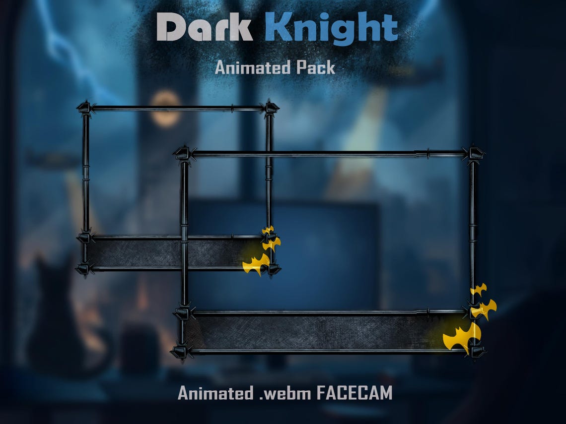 Animated Dark Knight Hero Stream Package: Twitch Overlay, Alerts ...