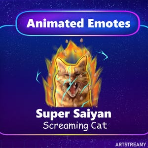 Super Saiyan Screaming Cat Animated Twitch Emote