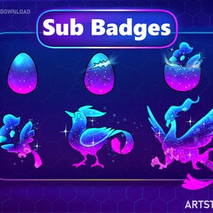 Legendäre Galaxie Vogel Twitch Sub Abzeichen | Cosmic Egg Evolution Abonnenten-Abzeichen für Streamer | Twitch Abzeichen | Abonnenten Badges für twitch