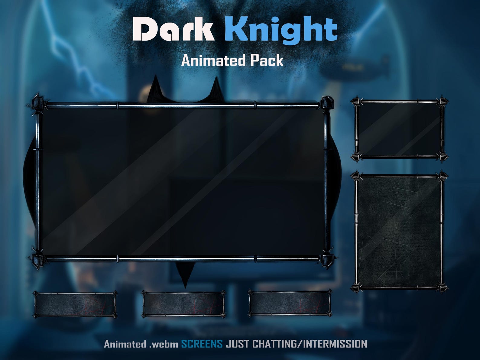 Animated Dark Knight Hero Stream Package: Twitch Overlay, Alerts ...
