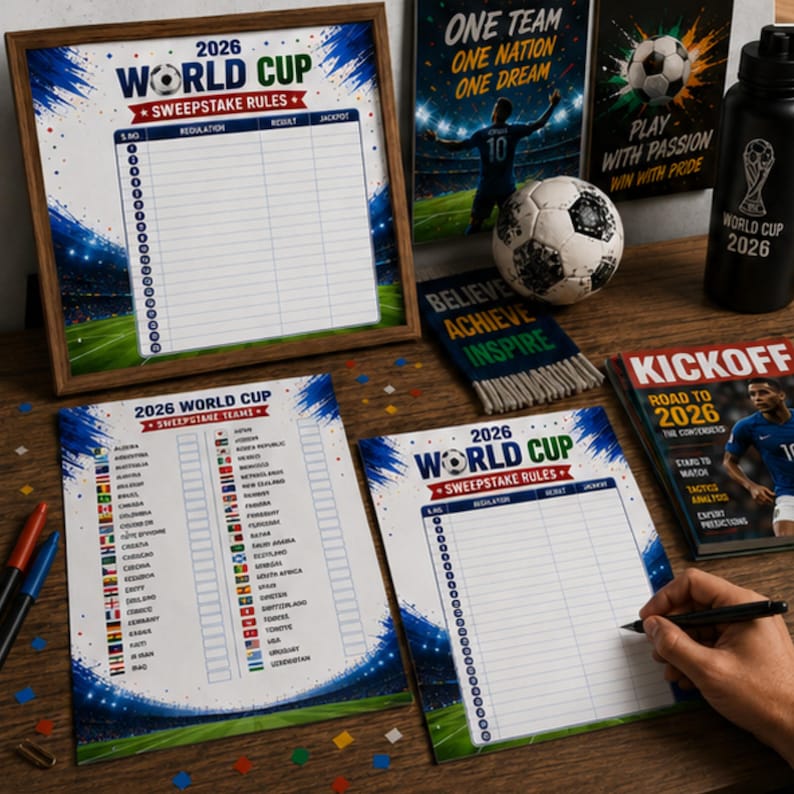 World Cup 2026 Sweepstake Kit, Printable Soccer Sweepstakes, Football ...