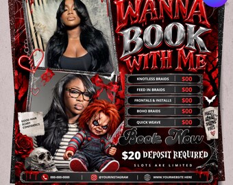 Editable October Booking Flyer, Halloween Booking Flyer Template, Hair Lash Nail Salon Appointment Canva Template,  Instant Download