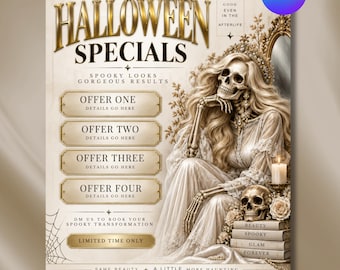 Editable Halloween Beauty Offers Template, Canva Salon Flyer, Spooky Beauty Promotion, Editable Halloween Flyer, DIY Text, Instant Download