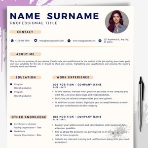 Modern Resume Template: Minimalist CV Design with Cover Letter (Digital)