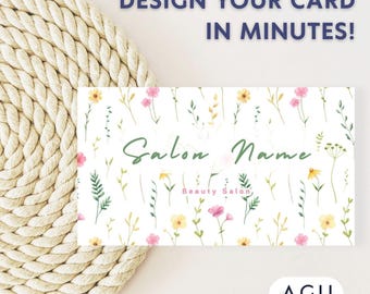 Beauty Specialist Business Card Template: Minimalist Canva Design (PDF Download)