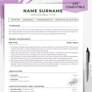 Plantilla de currículum ATS, Canva, personalizable, ATS Friendly, currículum ATS, currículum minimalista, currículum simple, carta de presentación, carta de recomendación