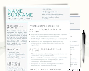 Modern CV-mall: Anpassningsbar CV-design med personligt brev (digital nedladdning)