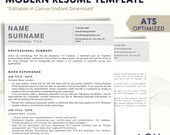 ATS Friendly Resume Template | Professional CV Template | Modern Resume | Editable Resume | Clean CV | Canva Resume | Instant Download