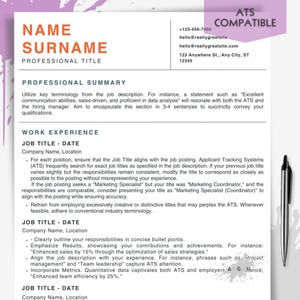 ATS Resume Template: Modern CV Design with Cover Letter (Digital Download)