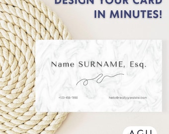 Lawyer Business Card Template: Minimalist Canva Design (PDF Download)