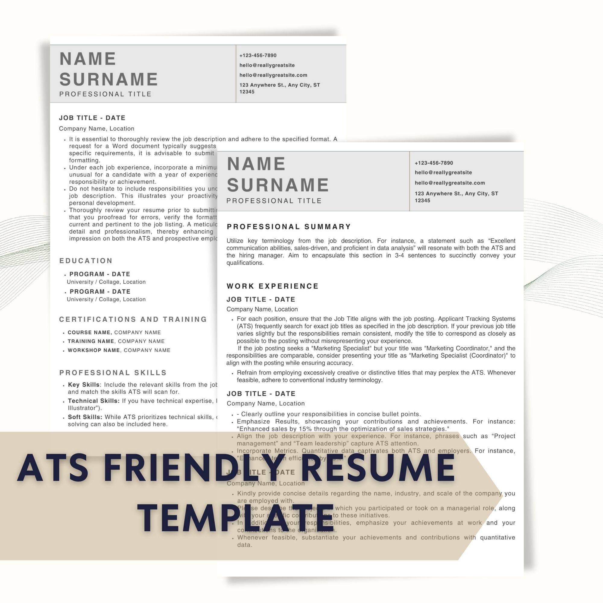 Modern & ATS Resume Template Bundle | Editable Canva CV | Cover Letter ...
