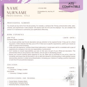 ATS Resume Template: Modern CV Design with Cover Letter (Digital Download)