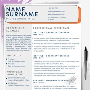 Modern Resume Template: Customizable CV Design with Cover Letter (Digital)