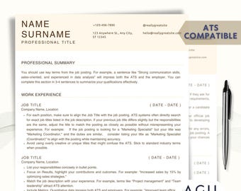 ATS CV-mall: Modern CV-design med personligt brev (digital nedladdning)