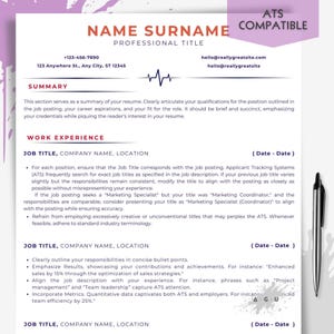 Plantilla de currículum para médico (ATS), Canva, personalizable, compatible con ATS, currículum ATS, currículum simple, carta de presentación, carta de recomendación