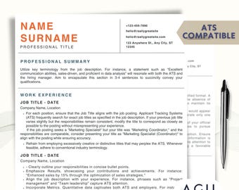 ATS CV-mall: Modern CV-design med personligt brev (digital nedladdning)