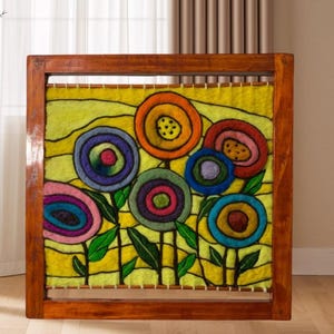 Bloemen, foto, handwerk, decoratie, muur, cadeau, ornament, weefgetouw, wol, handgemaakt, kunst, fleece.