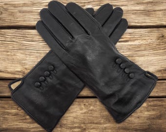 Womens Premium High Quality Super Soft Genuine Black Leather Gloves Winter Warm Fully Lined