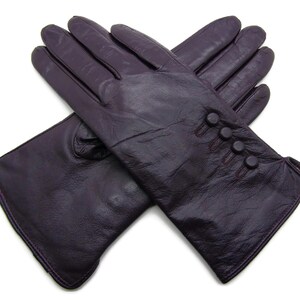 Womens Ladies Premium Quality Genuine Super Soft Leather Gloves Fully Lined Winter Warm Purple