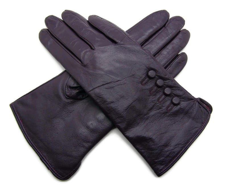 Womens Ladies Premium Quality Genuine Super Soft Leather Gloves Fully Lined Winter Warm Purple