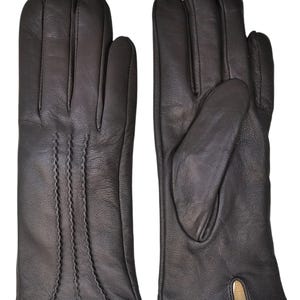 Womens Genuine Leather Gloves: Soft Fleece Lined Winter One Piece Gloves Grey