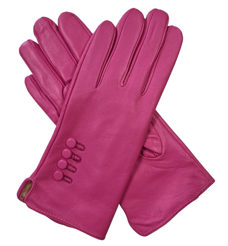 Womens Ladies Premium Quality Genuine Super Soft Leather Gloves Fully Lined Winter Warm Bright Pink