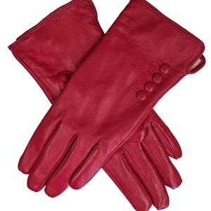 Womens Ladies Premium Quality Genuine Super Soft Leather Gloves Fully Lined Winter Warm Red