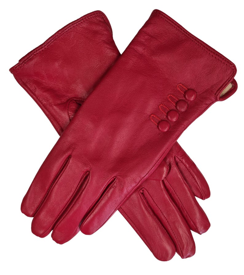 Womens Ladies Premium Quality Genuine Super Soft Leather Gloves Fully Lined Winter Warm Red