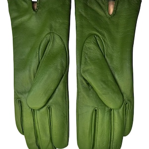 Womens Genuine Leather Gloves: Soft Fleece Lined Winter One Piece Gloves Light Green