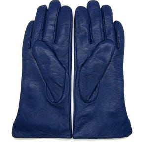 Womens Ladies Premium Quality Genuine Super Soft Leather Gloves Fully Lined Winter Warm Blue