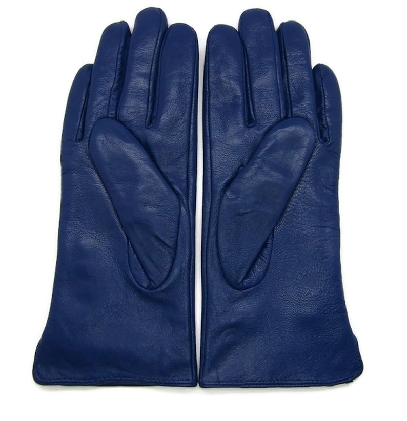 Womens Ladies Premium Quality Genuine Super Soft Leather Gloves Fully Lined Winter Warm Blue
