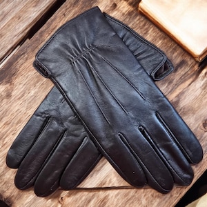 Mens Premium High Quality Super Soft Genuine Brown Leather Gloves Fully Lined Winter Gloves