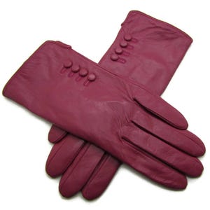 Womens Ladies Premium Quality Genuine Super Soft Leather Gloves Fully Lined Winter Warm Magenta Pink